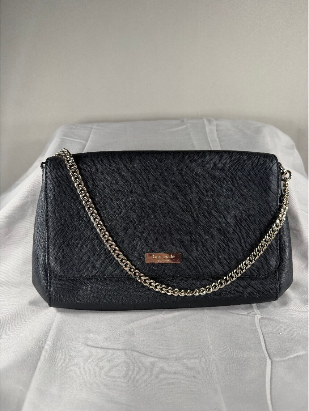 Kate Spade Black Leather Shoulder Bag with Chain Strap
